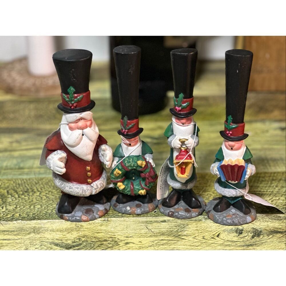 J Adams Santa The North Pole Caroling Society Vintage 1994 Lot of 4 Figurines